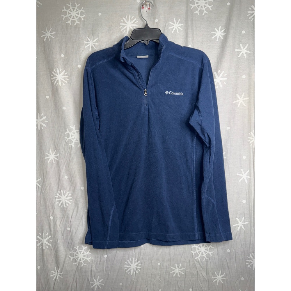 Columbia Mens Navy Blue Fleece Quarter Zip Pullover Mock Neck Sweater Size M